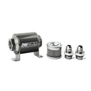 DeatschWerks Stainless Steel 8AN 10 Micron Universal Inline Fuel Filter Housing Kit (70mm)-2
