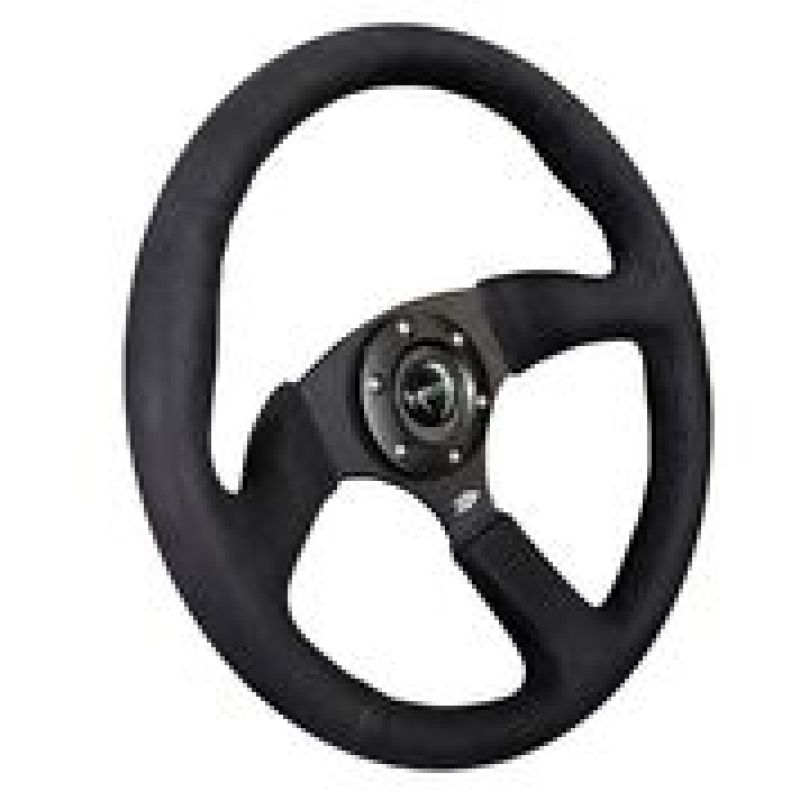 NRG Reinforced Steering Wheel (350mm / 2.5in. Deep)Blk Alcantara Comfort Grip w/4mm Matte Blk Spokes - 0