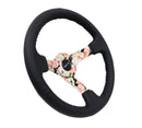 NRG Reinforced Steering Wheel (350mm / 3in. Deep) Blk Leather Floral Dipped w/ Blk Baseball Stitch-3