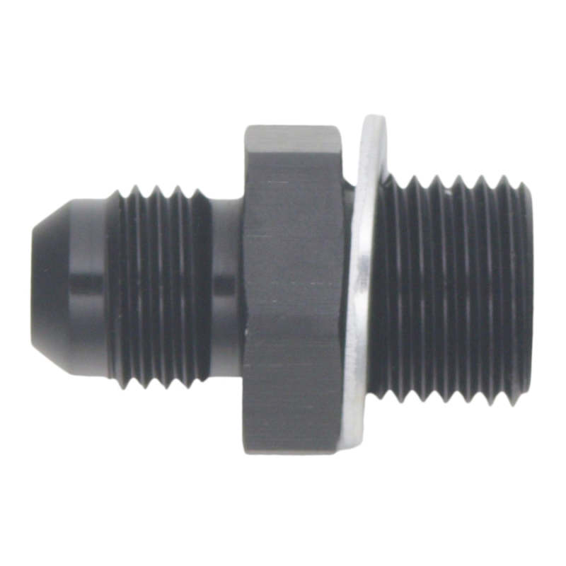 DeatschWerks 6AN Male Flare to M16 X 1.5 Male Metric Adapter (Incl Washer) - Anodized Matte Black - 0