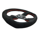 NRG Reinforced Steering Wheel (320mm Horizontal / 330mm Vertical) Suede w/Red Stitch-1
