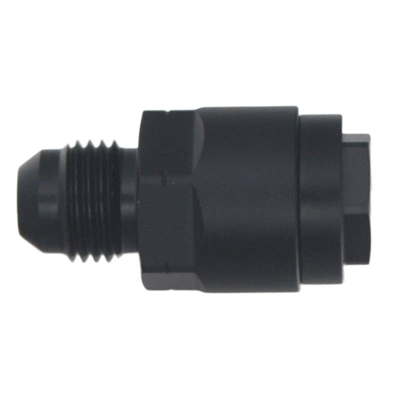 DeatschWerks 6AN Male Flare to 1/4in Female EFI Quick Connect Adapter - Anodized Matte Black - 0