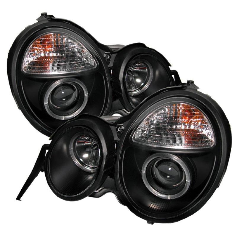 Spyder Mercedes Benz E-Class 95-99 Projector Headlights LED Halo Blk PRO-YD-MBW21095-HL-BK - 0