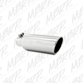 MBRP Universal Tip 4in OD 2.5in Inlet 12in Length Angled Cut Rolled End Clampless No-Weld T304 - 0