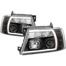 Spyder 04-08 Ford F-150 Projector Headlights - Light Bar DRL - Black PRO-YD-FF15004V2-LB-BK-1