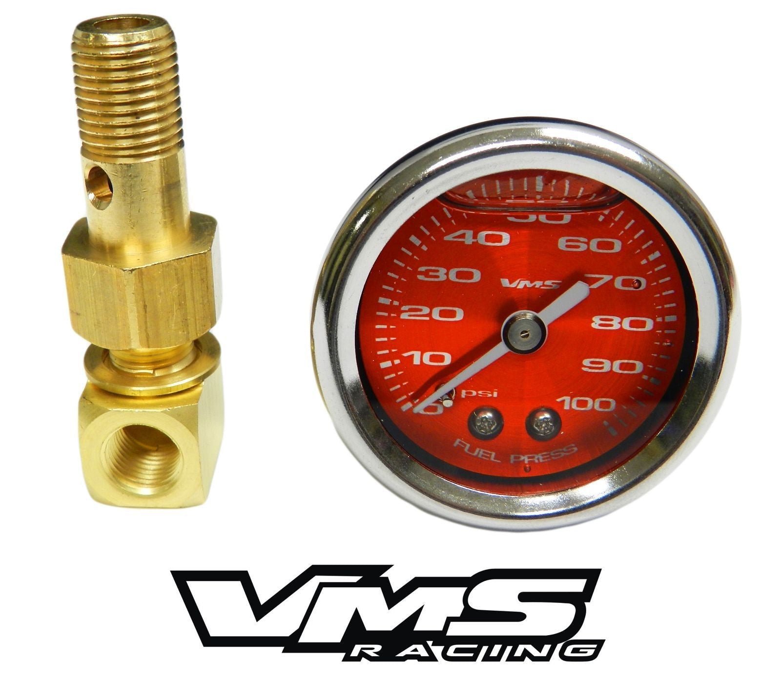 100 PSI Liquid Filled Fuel Pressure Gauge 0-100 PSI WITH Adapter for HONDA/ACURA engines