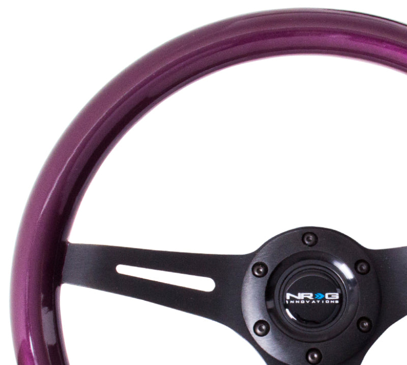 NRG Classic Wood Grain Steering Wheel (350mm) Purple Pearl/Flake Paint w/Black 3-Spoke Center - 0