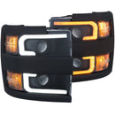 ANZO Projector Headlights 15-17 Chevrolet Silverado 2500HD / 3500HD Black w/ Black Rim-2
