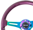 NRG Classic Wood Grain Steering Wheel (350mm) Purple Pearl Paint w/Neochrome 3-Spoke Center-1