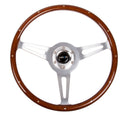 NRG Classic Wood Grain Steering Wheel (365mm) Wood w/Metal Inserts & Brushed Alum. 3-Spoke Center-2