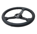 NRG Sport Steering Wheel (350mm / 1.5in Deep) Black Leather Black Stitch w/Matte Black Solid Spokes-2