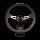 NRG Reinforced Steering Wheel (350mm / 3in. Deep) Black Leather w/ Alcantara Stitching-3