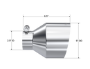 MBRP Universal T304 Stainless Steel Tip 2.5in ID / 5in OD Out / 6.5in Length Angle Cut Single Wall-3