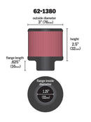 K&N 1.25in Flange ID x 3in OD x 2.5 inch H Rubber Base Crankcase Vent Filter-5