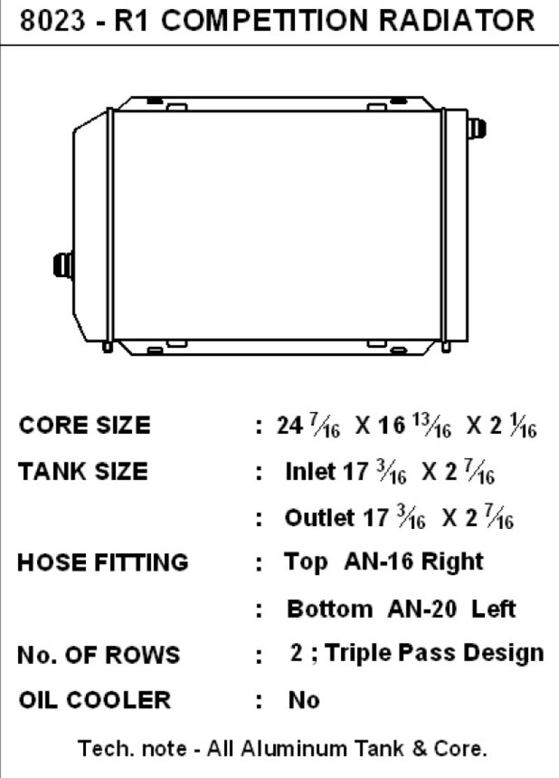 CSF Universal Triple Pass Dual Core Radiator w/AN Fittings - 0