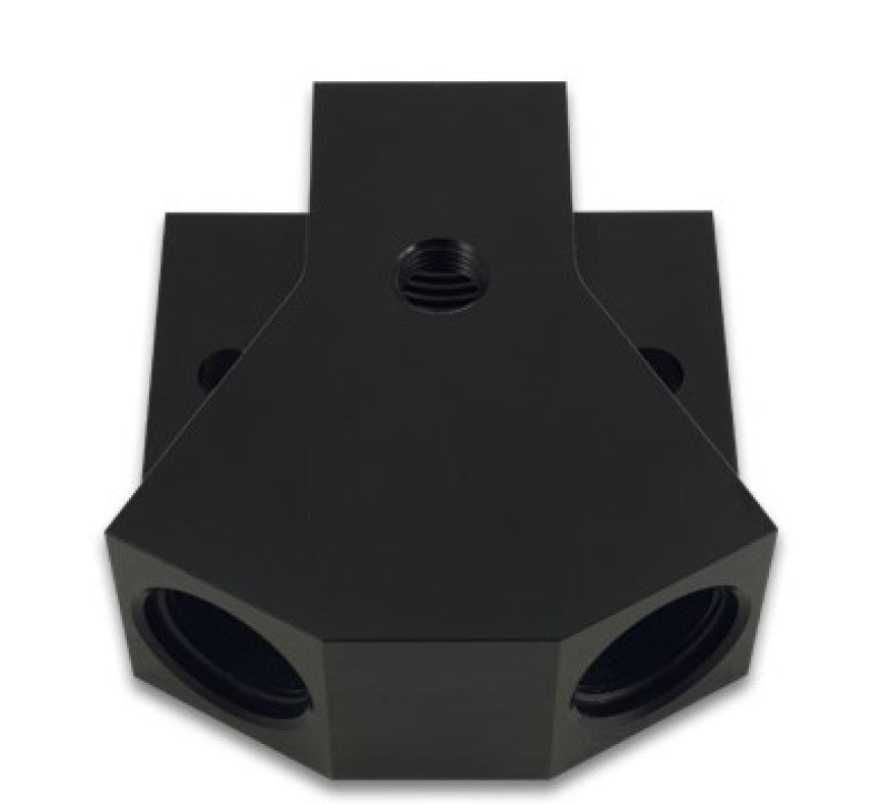 Vibrant Billet Aluminum Y-Block Fitting with 1/8in NPT Port -8AN x Dual -8AN ORB - 0