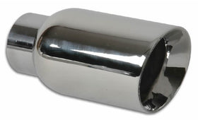 Vibrant 2.5in ID Single 4in OD Round SS Exhaust Tip (Double Wall Angle Cut) - 0