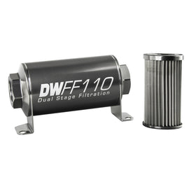 DeatschWerks Stainless Steel 10AN 10 Micron Universal Inline Fuel Filter Housing Kit (110mm) - 0