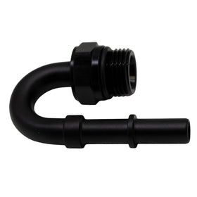 DeatschWerks 8AN ORB Male to 3/8in Male EFI Quick Connect Adapter 180-Degree - Anodized Matte Black - 0