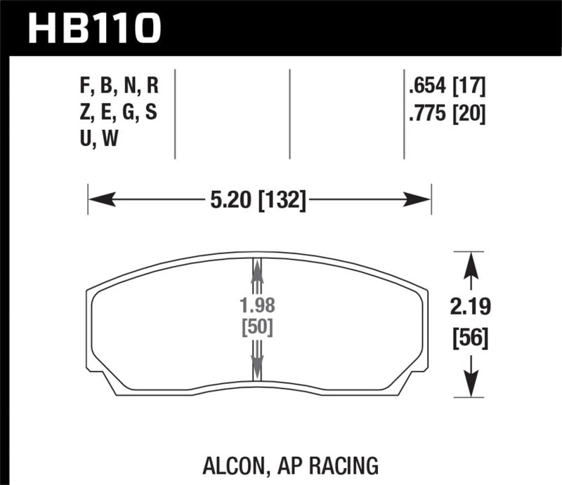 Hawk HPS 5.0 AP Racing w/ 0.654 Thickness Performance Street Brake Pads - 0