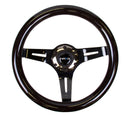 NRG Classic Wood Grain Steering Wheel (310mm) Black w/Black Chrome 3-Spoke Center-2