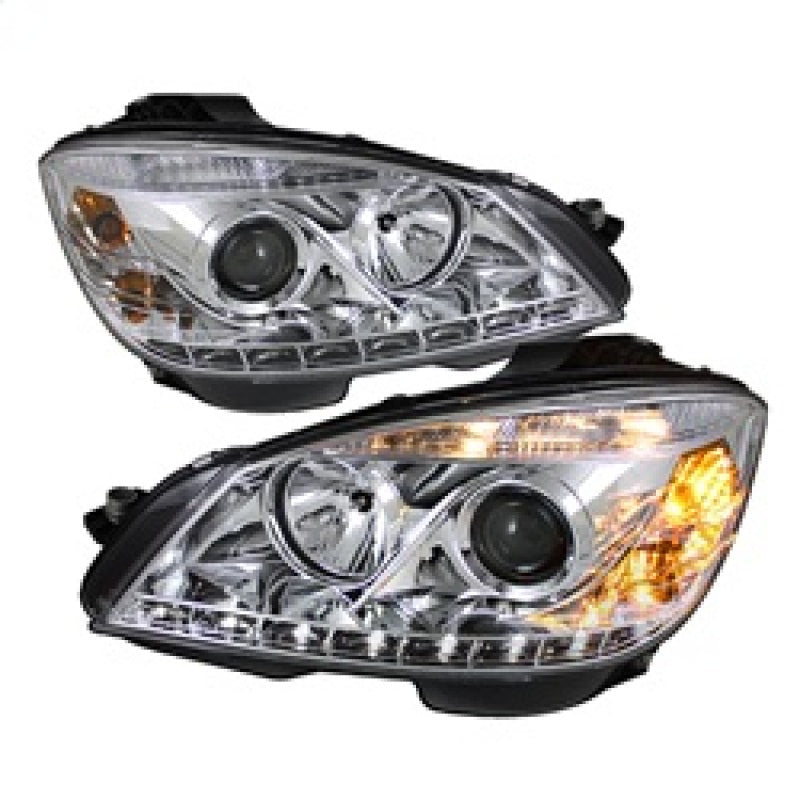 Spyder Mercedes Benz C-Class 08-11 Projector Headlights Halogen - DRL Chrm PRO-YD-MBW20408-DRL-C - 0