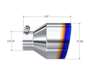 MBRP Univ. T304 Stainless Steel Burnt End Tip 2.5in ID / 5in OD / 6.5in Length Angle Cut Single Wall-3
