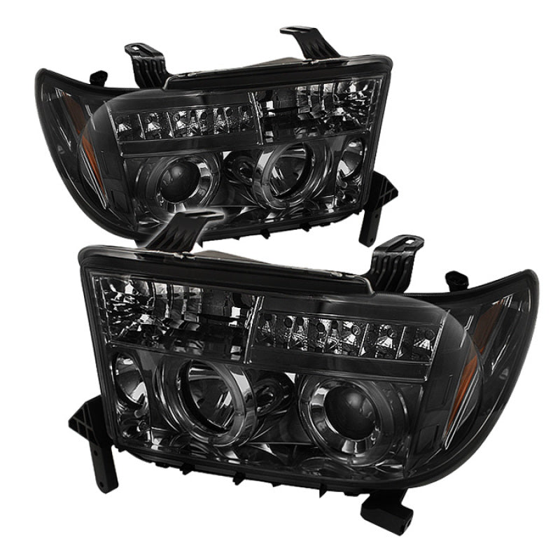 Spyder Toyota Tundra 07-13 Projector Headlights LED Halo LED Smke PRO-YD-TTU07-HL-SM - 0