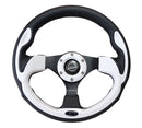 NRG Reinforced Steering Wheel (320mm) Blk w/White Trim & 4mm 3-Spoke-6