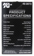 K&N Universal Rubber Filter 4inch FLG / 6inch OD-B / 4-5/8inch OD-T / 9inch H-13