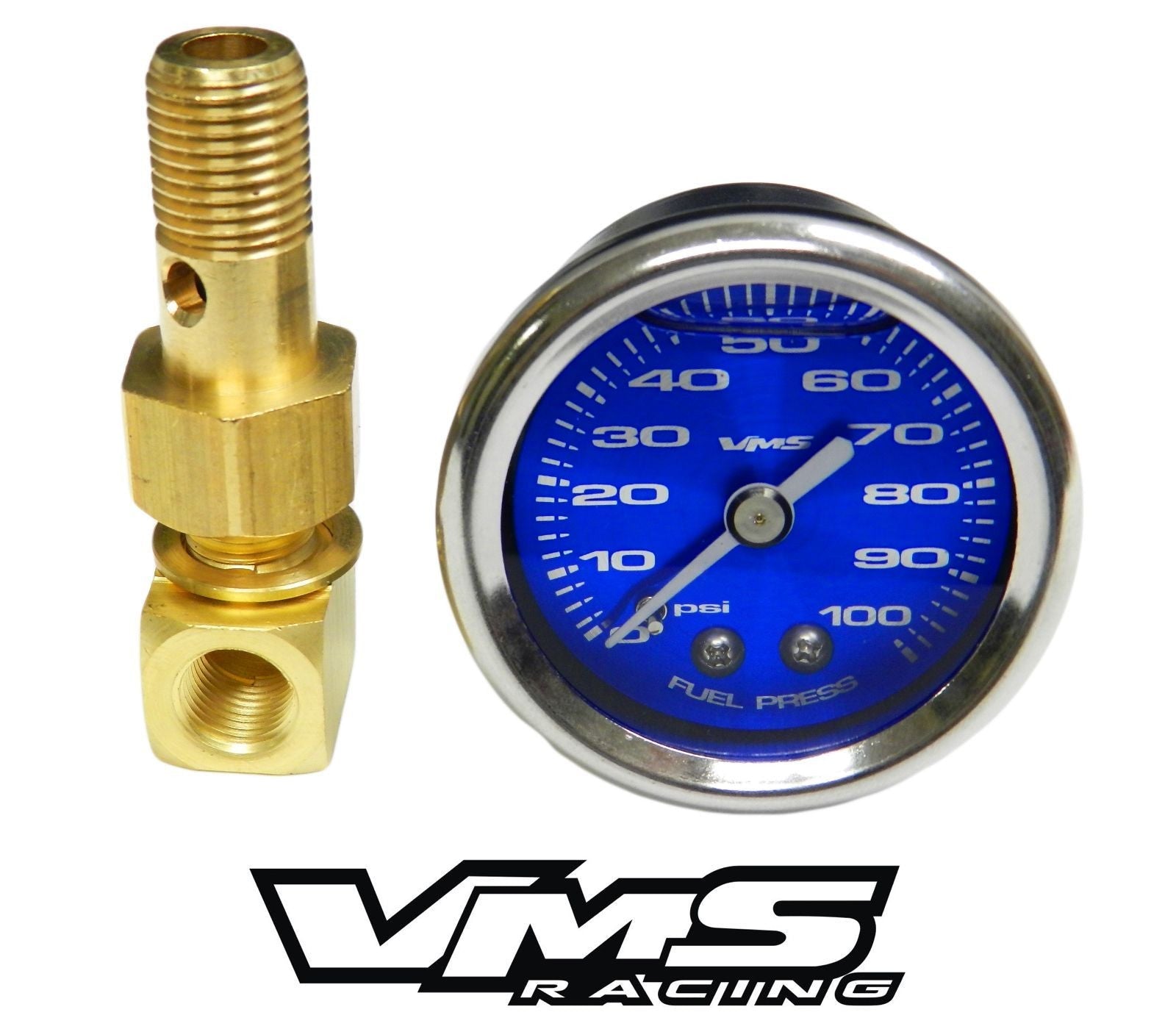 100 PSI Liquid Filled Fuel Pressure Gauge 0-100 PSI WITH Adapter for HONDA/ACURA engines
