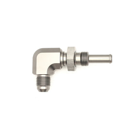 DeatschWerks 6AN Male Flare To 5/16in. Male Barb Bulkhead Adapter 90-Degree (Incl. Nut) - 0