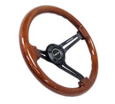 NRG Reinforced Steering Wheel (350mm / 3in. Deep) Brown Wood w/Blk Matte Spoke/Black Center Mark-1