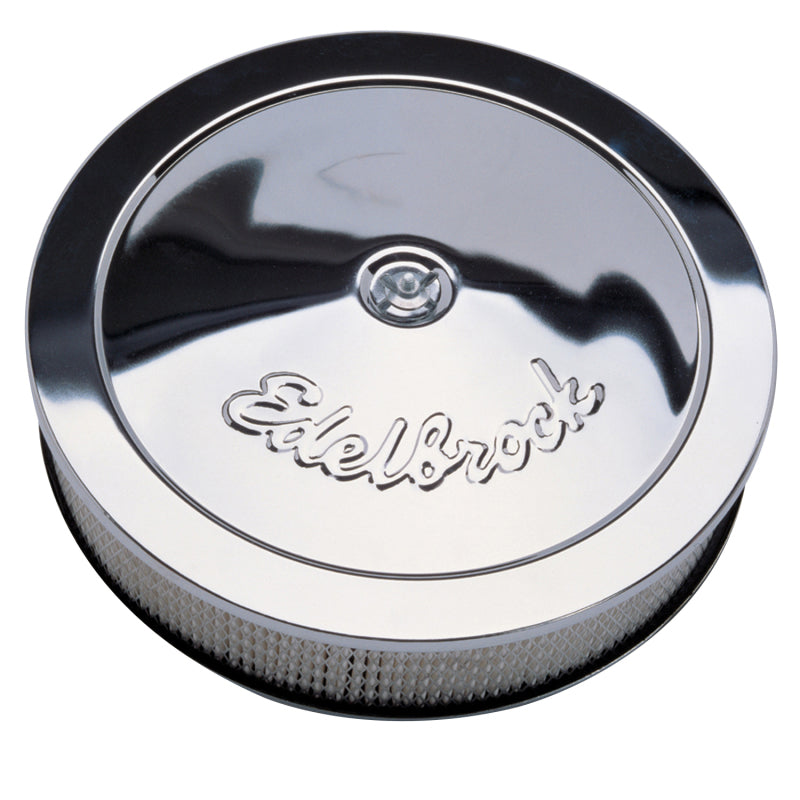 Edelbrock Air Cleaner Pro-Flo Series Round Steel Top Paper Element 14In Dia X 3 313In Chrome - 0