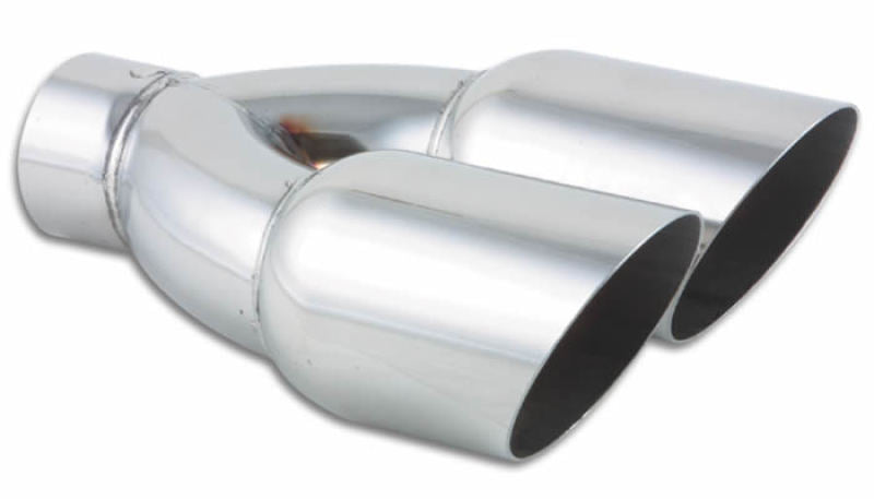 Vibrant Dual 3.5in Round SS Exhaust Tip (Single Wall Angle Cut) - 0