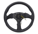 NRG Reinforced Steering Wheel (350mm / 2.5in. Deep) Blk Leather Comfort Grip w/5mm Matte Blk Spokes-3