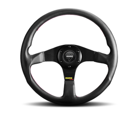 Momo Tuner Steering Wheel 350 mm - Black Leather/Red Stitch/Black Spokes - 0