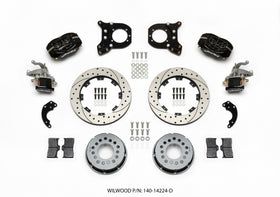Wilwood Forged Dynalite P/S Rear Kit w/MC4 P-Brake Drilled Chev 12 Bolt w/Clip Eliminator