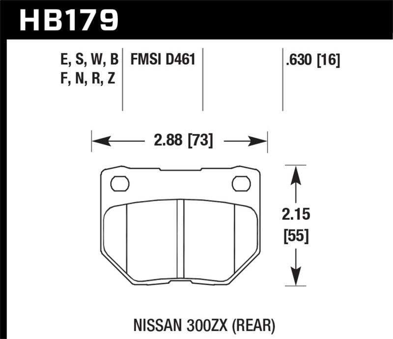 Hawk 2/1989-1996 Nissan 300ZX Base (Excl. Turbo) HPS 5.0 Rear Brake Pads - 0