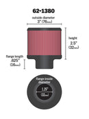 K&N 1.25in Flange ID x 3in OD x 2.5 inch H Rubber Base Crankcase Vent Filter-1