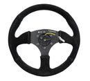 NRG Reinforced Steering Wheel (350mm / 2.5in. Deep) Blk Suede Comfort Grip w/5mm Matte Blk Spokes-1