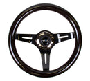 NRG Classic Wood Grain Steering Wheel (310mm) Black w/Black Chrome 3-Spoke Center-3