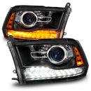 ANZO 09-18 Dodge Ram 1500/2500/3500 LED Plank Style Headlights Switchback + Sequential - Matte Black-9