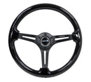 NRG Reinforced Steering Wheel (350mm / 3in. Deep) Blk Wood w/Blk Matte Spoke/Black Center Mark-2