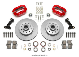 Wilwood Forged Dynalite Front Kit 11.03in 1 PC Rotor&Hub - Red 74-80 Pinto Disc Spindle only