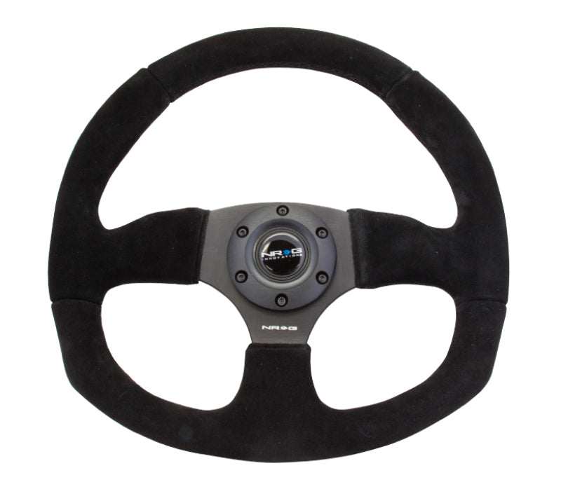 NRG Reinforced Steering Wheel (320mm Horizontal / 330mm Vertical) Black Suede w/Black Stitching - 0