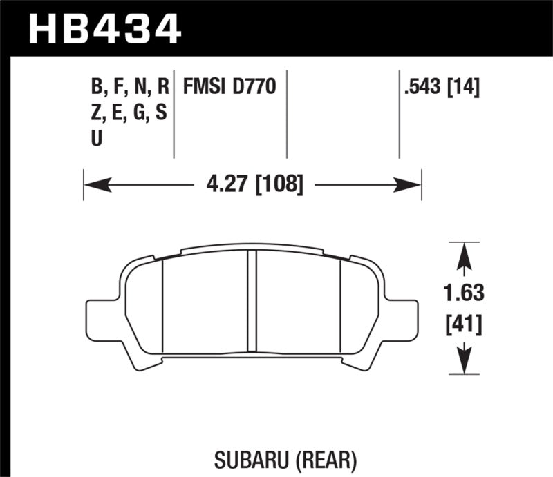 Hawk 02-03 WRX / 05-08 LGT D770 Performance Ceramic Street Rear Brake Pads - 0