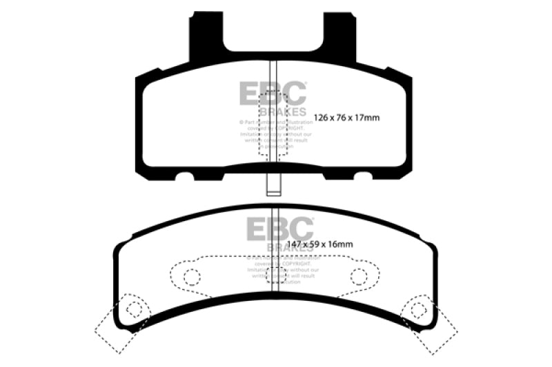 EBC 97-99 Cadillac Deville 4.6 (Rear Drums) Yellowstuff Front Brake Pads - 0