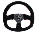 NRG Reinforced Steering Wheel (320mm Horizontal / 330mm Vertical) Suede w/Red Stitch-2