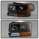 xTune GMC Sierra 99-06 /Yukon 00-06 Headlights & LED Bumper Lights - Black HD-JH-GS99-LED-SET-BK-6